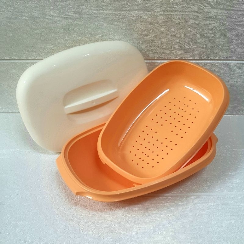 Blossom Orange Putih Tupperware Wadah Saji Makanan Kue Buah