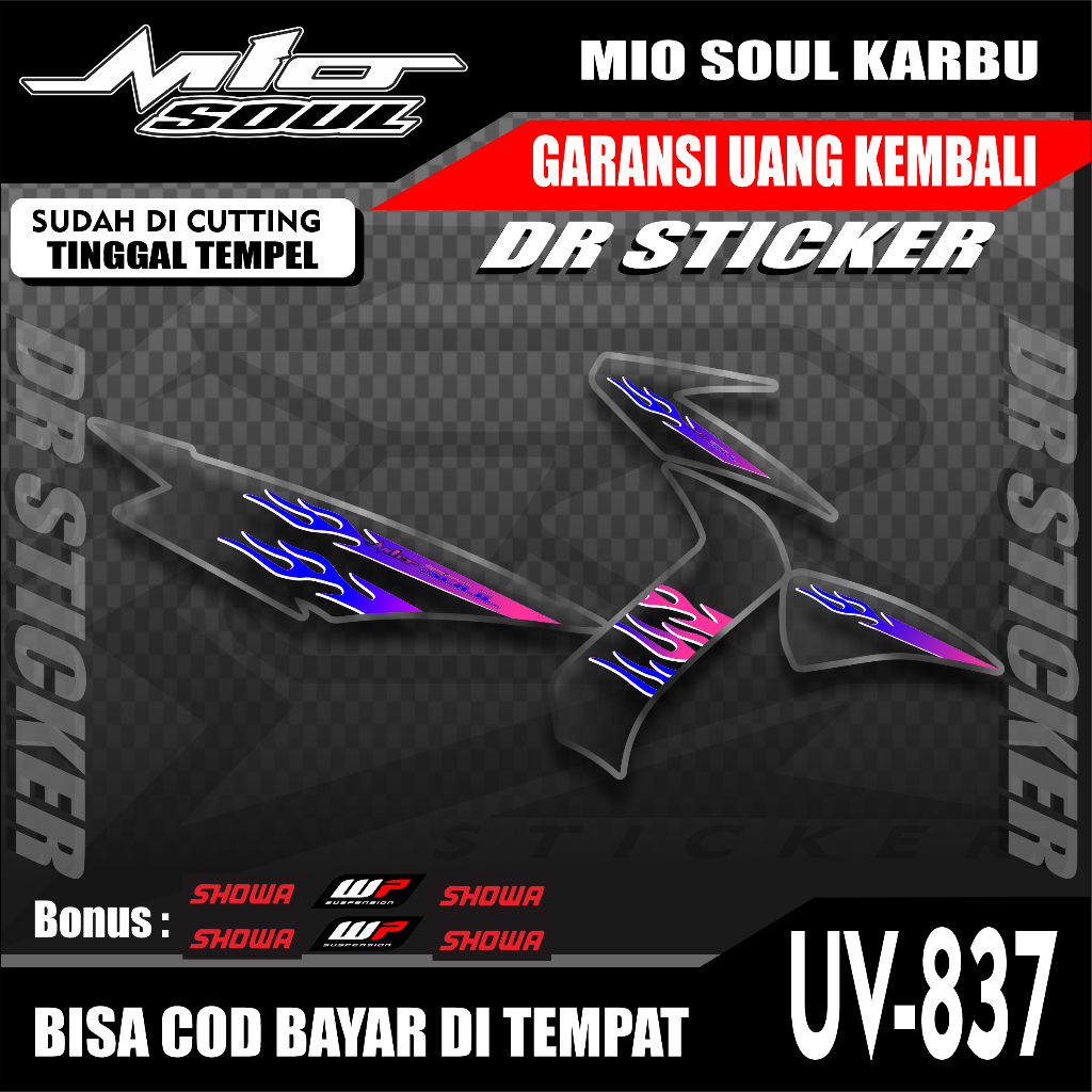 STIKER STRIPING TRANSPARAN MIO SOUL KARBU - Striping Motor MIO SOUL KARBU Transparan Rainbow