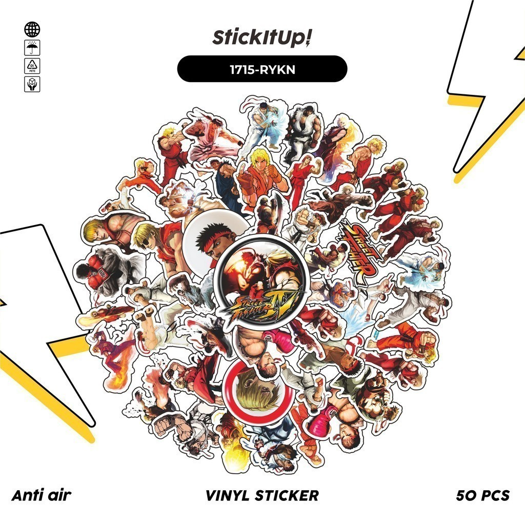 

COD✨ 100 Pcs Stiker STREETFIGHTER CHARACTER RYU AND KEN Lucu Anti Air Untuk Dekorasi Notebook Sepeda Skateboard Handphone DIY