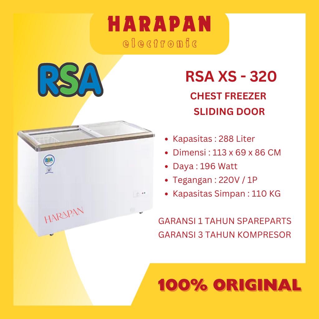 RSA XS 320 CHEST FREEZER BOX KACA SLIDING 288 L / LEMARI PEMBEKU MAKANAN FROZEN FOOD 300 LITER BY GE