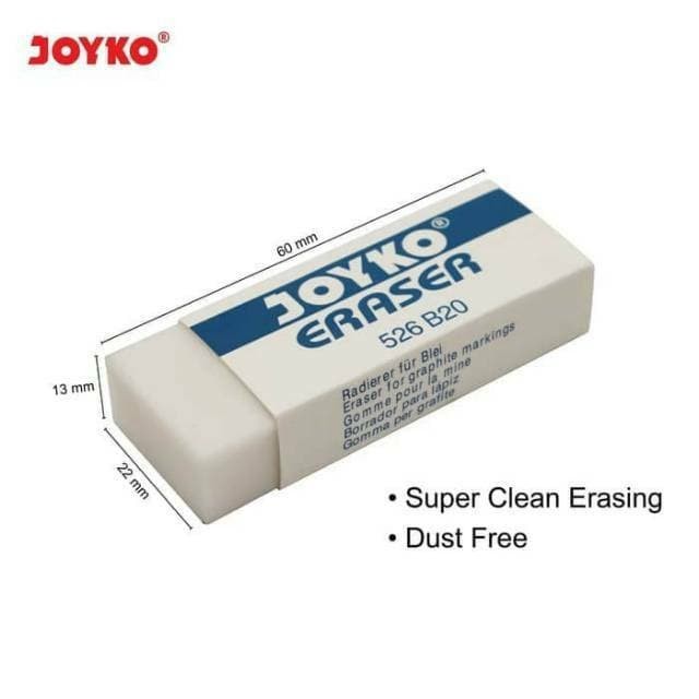 

PENGHAPUS JOYKO 526-B20 PUTIH / ERASER / PENGHAPUS PENSIL BESAR / PCS