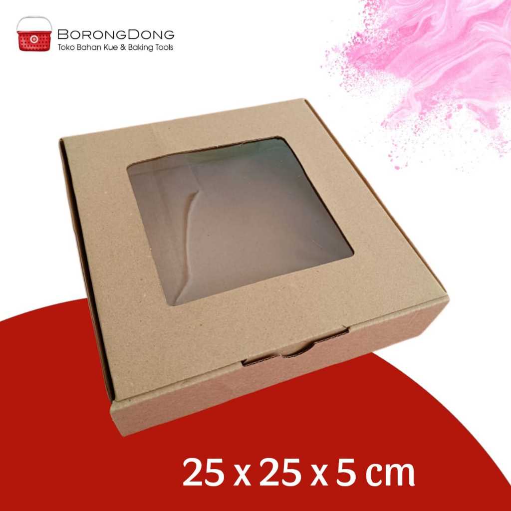 

Corrugated Box / Dus Kue / Dus Pizza Dengan Tutup Mika 25x25x5 cm