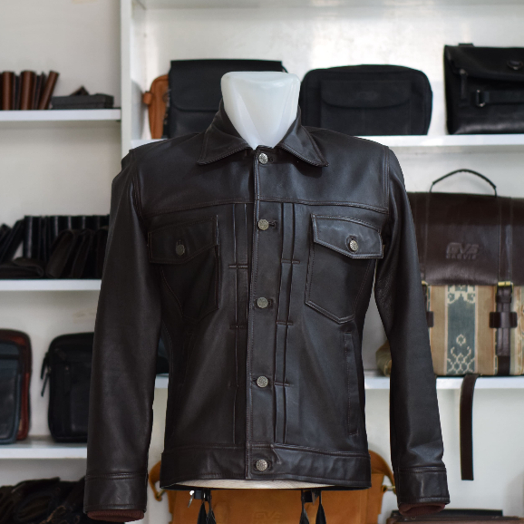 jaket kulit pria model jeans jaket kulit asli bisa costum model trucker