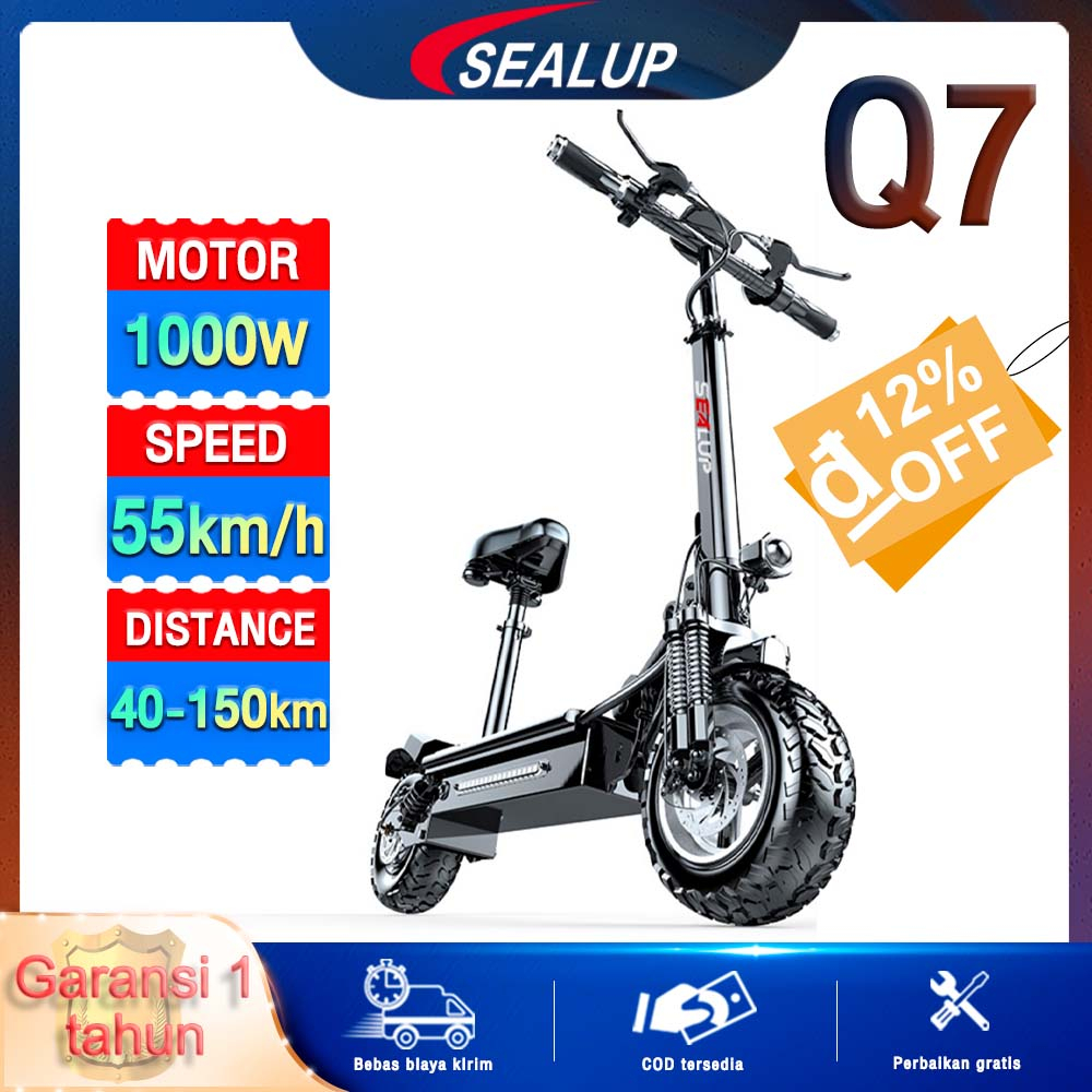 Electric Scooters Skuter listrik dewasa SEALUP Q7 off-road 48V 12inch ban tubeless 1000W 500W  Skute