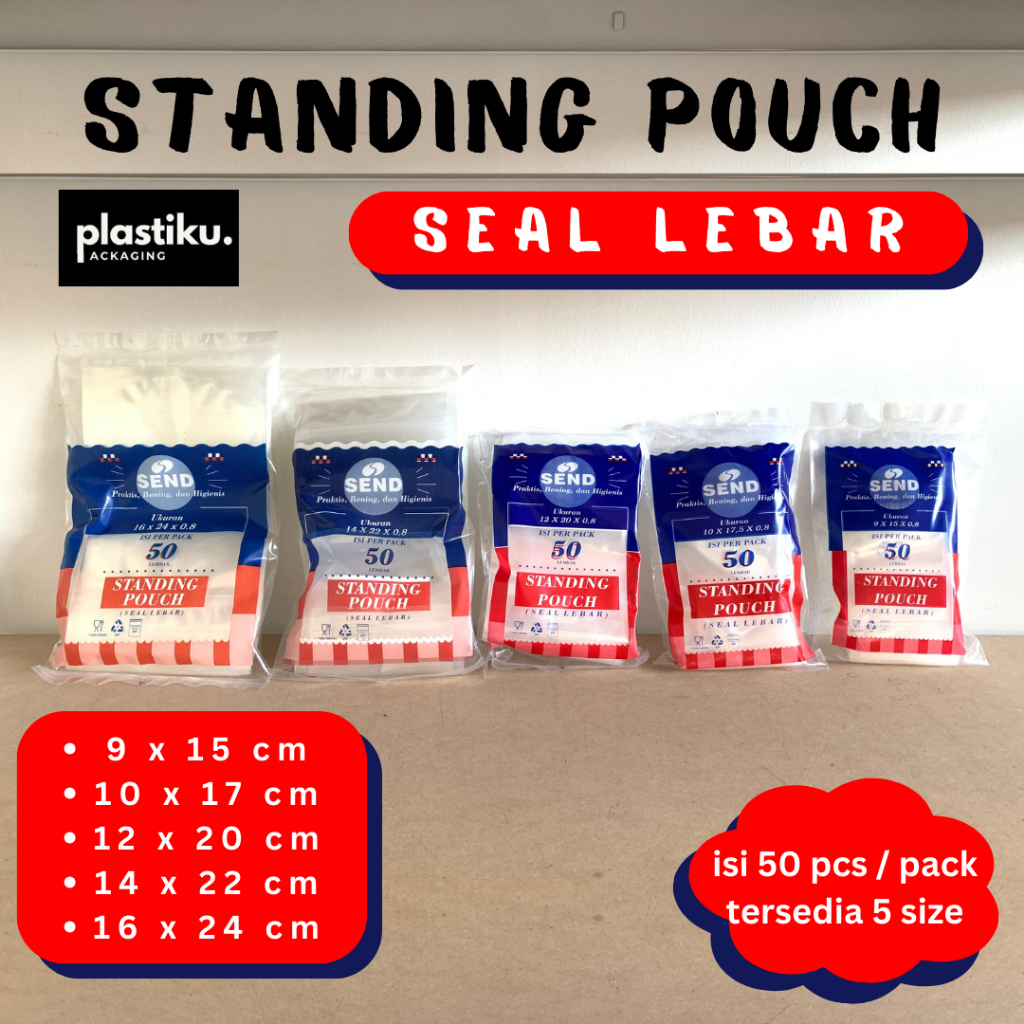 PREMIUM STANDING POUCH STP PLASTIK KLIP DOUBLE SEAL BIASA SEAL LEBAR SEAL SINGLE SEAL KEMASAN PLASTI