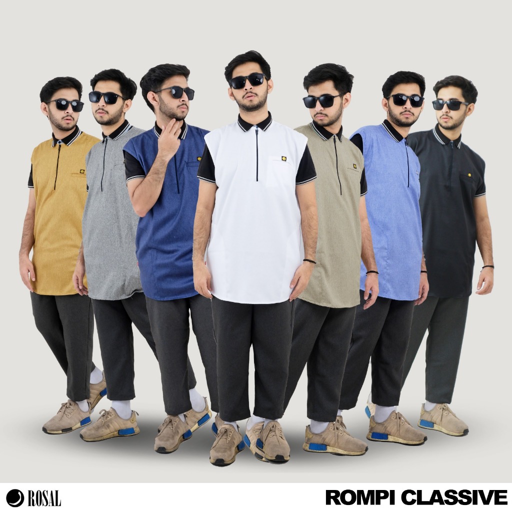 Rompi Sholat Classive ROSAL - Rompi pria ekslusif kerah oblong bahan Madinah yang adem dan elegan