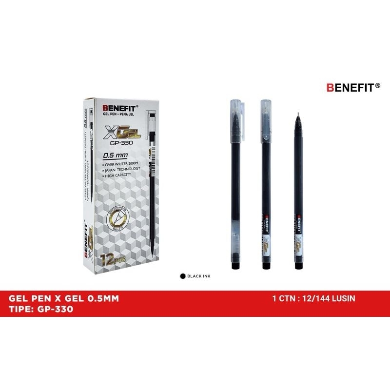 

Pulpen Gel Benefit XGEL GP 330 Hitam Isi 12 Pcs