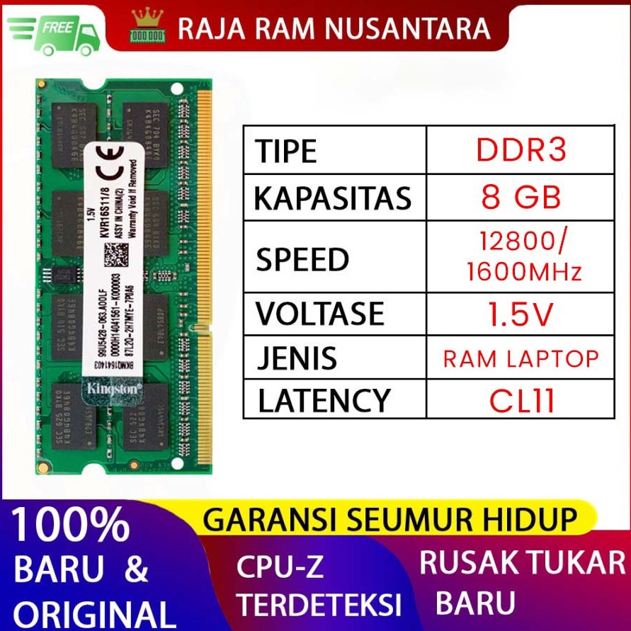 PRODUCT IMPOR RAM K DDR3 8GB 16MHZ 128 ORI RAM LAPTOP DDR3 RAM DDR3