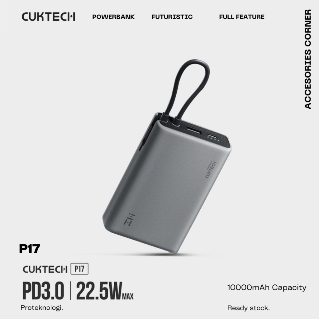 CUKTECH P17 Power Bank 1000mAh Powerbank Type C Cable Fast Charging