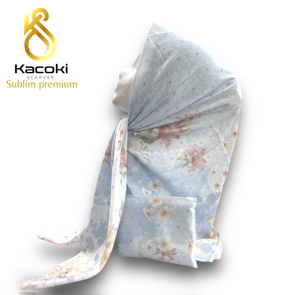 Kacoki- Hijab Segi Empat - Motif Kembang Kecil Amira -Bahan Voal - Standar