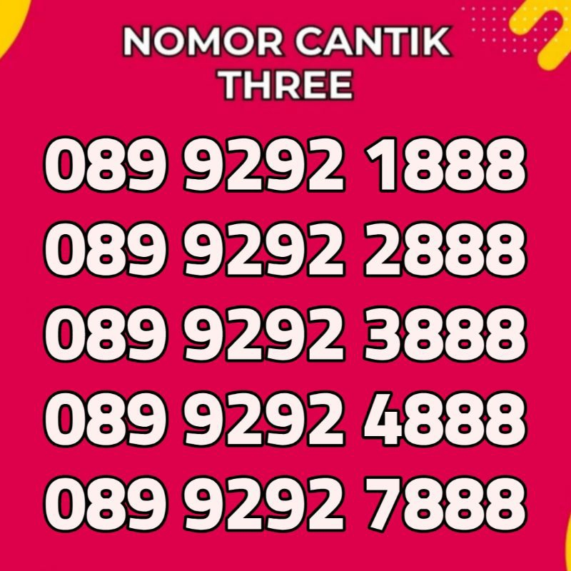 Nomor cantik tri Kartu perdana 3 11 digit