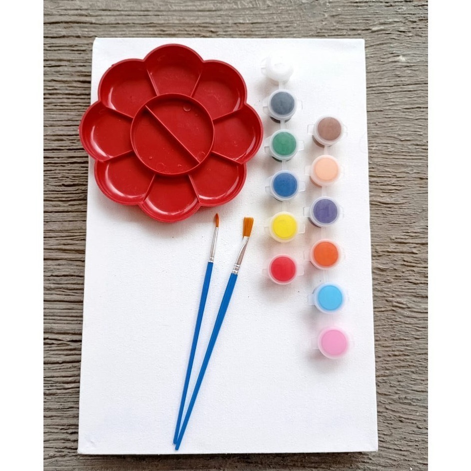 

Hadir Limited MIGUNANI Paket Lengkap Alat Lukis Kanvas 1 Set Peralatan Melukis Kuas Cat Akrilik Palet Kuas Flat Round KanvasCanvas 2 x 2 cm 2 x 3 cm dan 3 x 4 cm Paint Acrylic