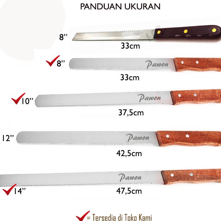 Murah Istimewa  Pisau Roti Bakar Pisau Kue Pisau Daging Kebab Panjang total 48cm  Gerigi dan Lurus