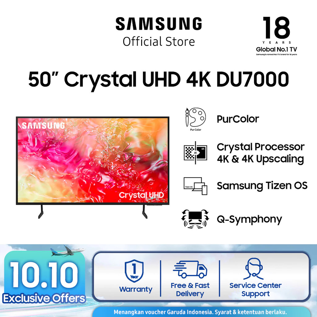 SAMSUNG SMART TV 50 INCH CRYSTAL UHD 4K DU7000 - UA50DU7000KXXD SAMSUNG 50INCH 50DU7000