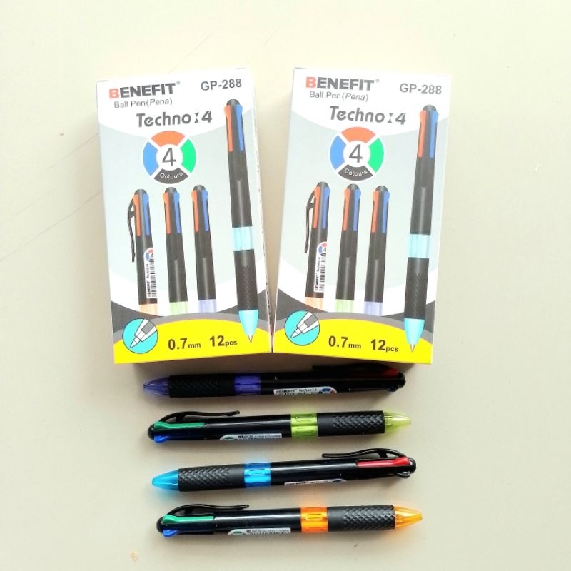 

Pulpen Ballpoint Benefit GP-288 Techno 0.7mm 4 Warna ( 12 Pcs ) [ Original ]