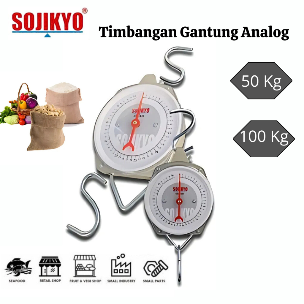 SOJIKYO Timbangan Gantung Analog 50 Kg 100 Kg - Timbangan Gantung Besi Timbangan Gantung jarum