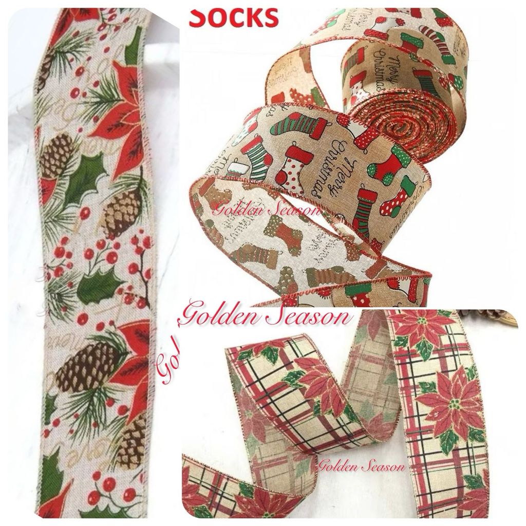 

Pita Craft Natal - Christmas Ribbon 2.7m Dekorasi Pohon Natal