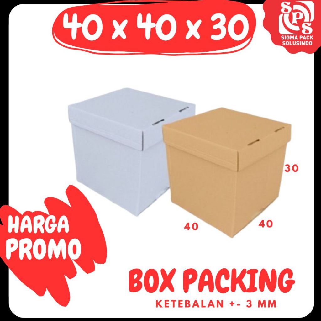 

Box Kado 40x40x30 / 40x40x20 / 40x40x10 (Set Top/Bot Heebe) Kardus Packing/Karton/Paking/Polos/Hampers/Boneka/Buah/Puding/Tart
