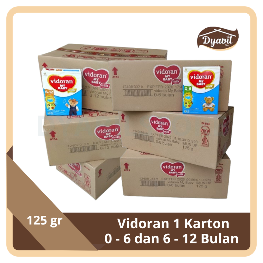 1 Karton Susu Vidoran 0 6 Bulan 6 12 Bulan 125 gr Exp. Agu 2026 Susu Formula Bayi