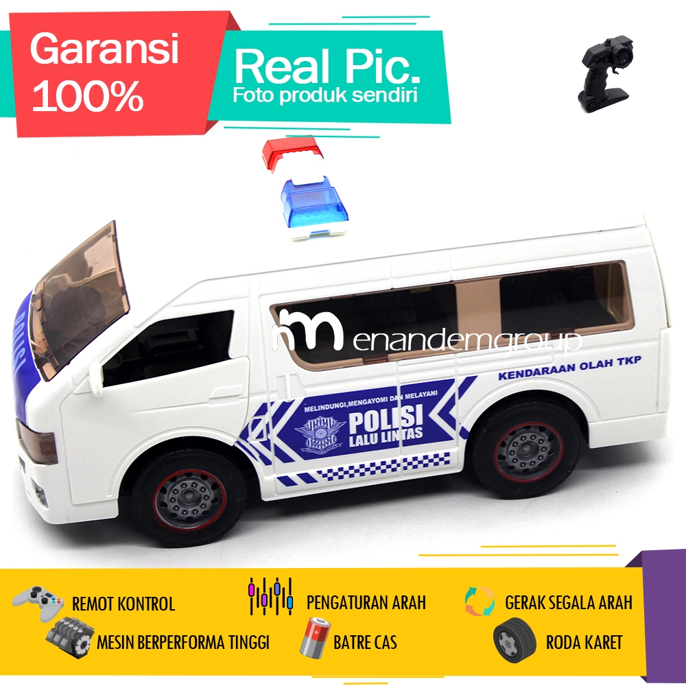 Mainan Mobil Remot Kontrol RC Van Polisi Toyota Hiace Buka Pintu Asep