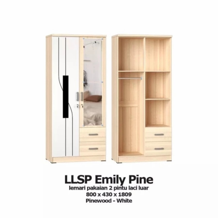 lemari baju 2 pintu kaca minimalis lemari pakaian 2 pintu murah LLSP GSTAR OLYMPIC