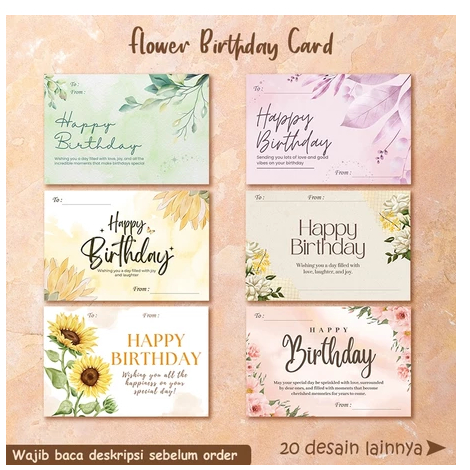 KARTU UCAPAN ULANG TAHUN FLOWER AESTHETIC CARD