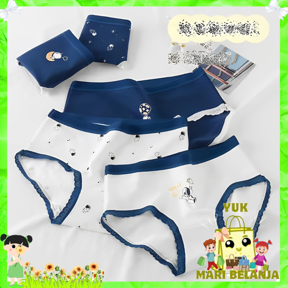 YMB - Celana Dalam Wanita Renda Gambar Astronot 6738 Bahan Katun Kolor Wanita Lucu Sempak Underwear 