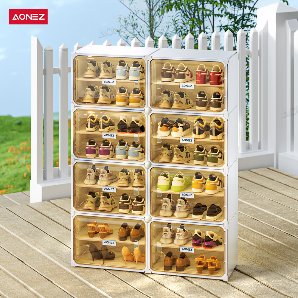 RB2 AONEZ Rak Sepatu Tertutup 8 Layer Lemari Sepatu Transparan Anti Debu Serbaguna Kotak Sepatu