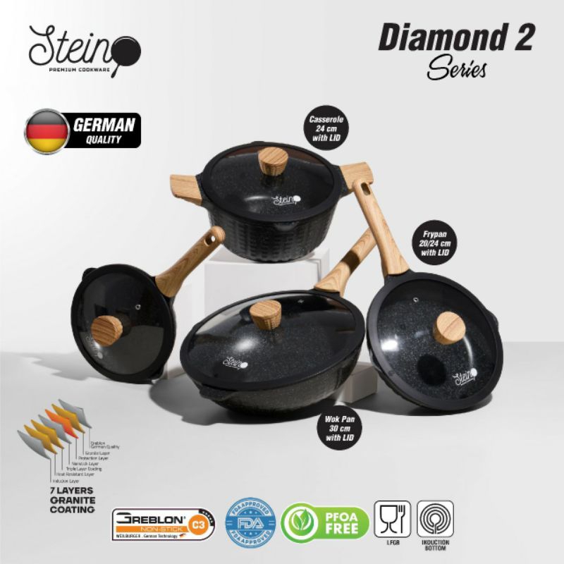 Stein Cookware NEW DIAMOND 2 SET Panci Granite