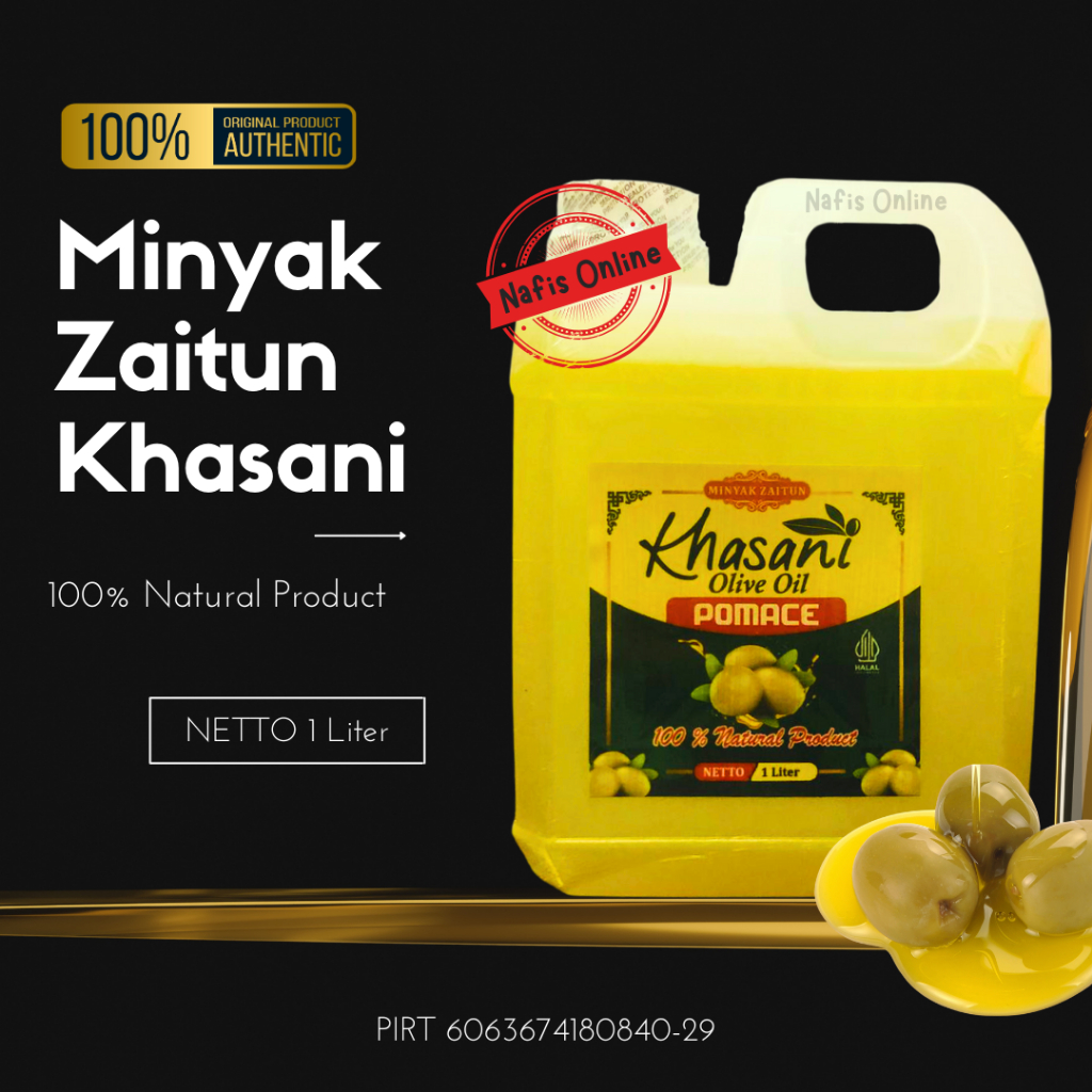 

Minyak Zaitun 1 Liter Khasani Olive Oil Pomace | Khasani Halal Extrak Virgin Olive Oil