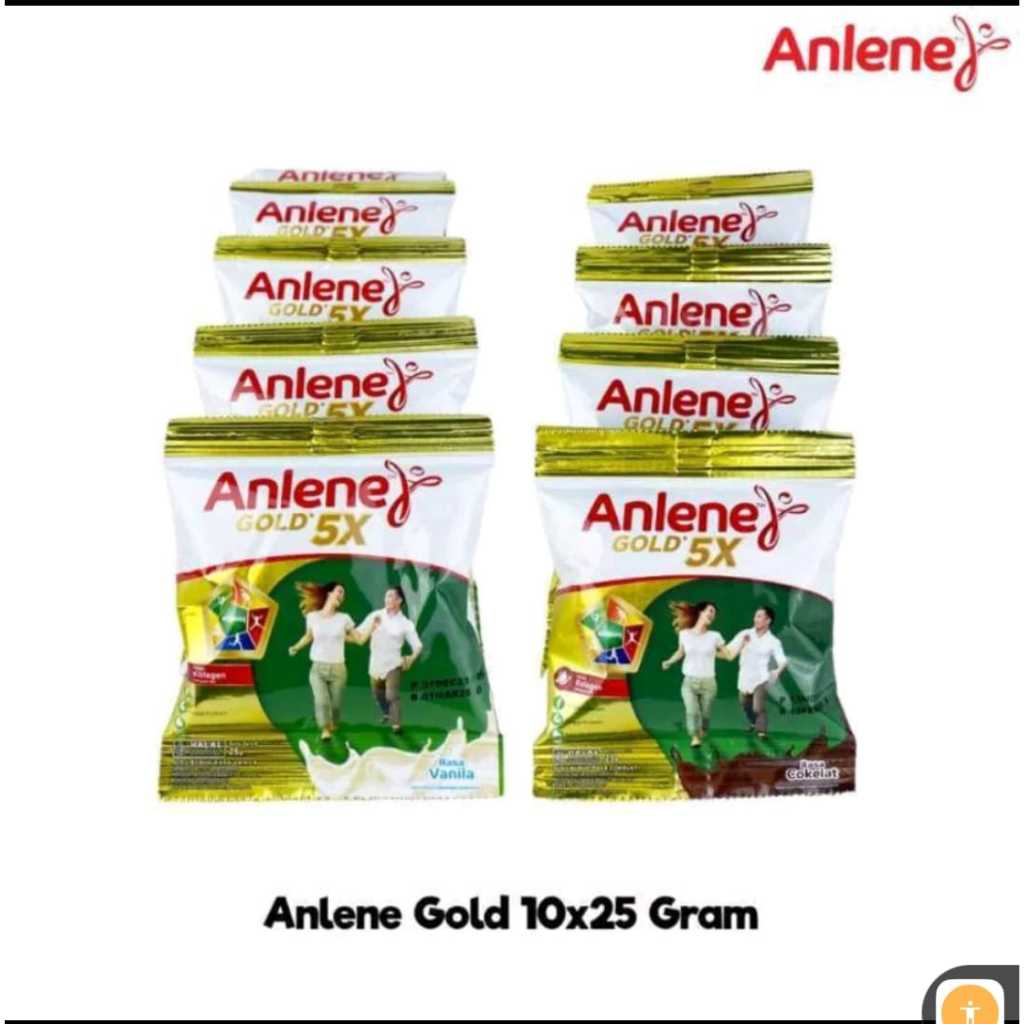 Anlene Gold 5X Renceng Isi 10 x 25gr Susu Bubuk Tinggi Kalsium untuk Lansia 50+ / Susu Anlene Gold