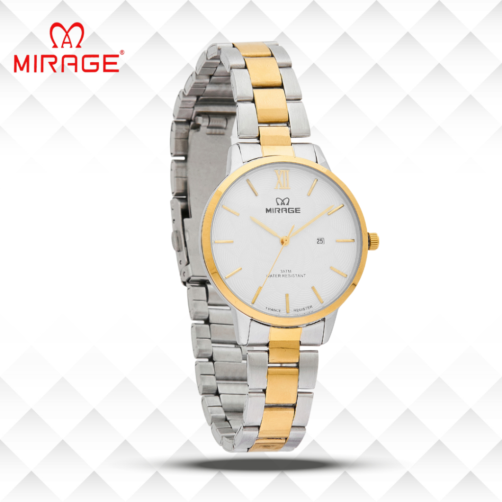 Mirage Jam Tangan Wanita Analog 8811 L Silver Gold Original Stainless