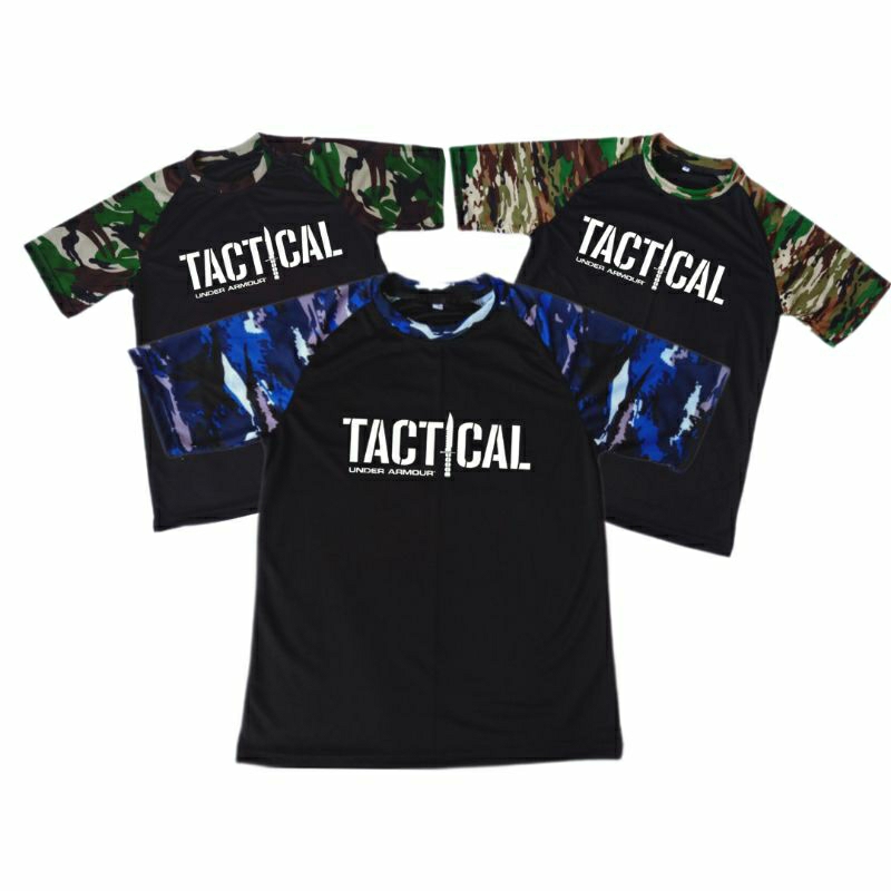 Baju Pria Dewasa TNI kombinasi hitam loreng lengan Pendek kaos olahraga santai