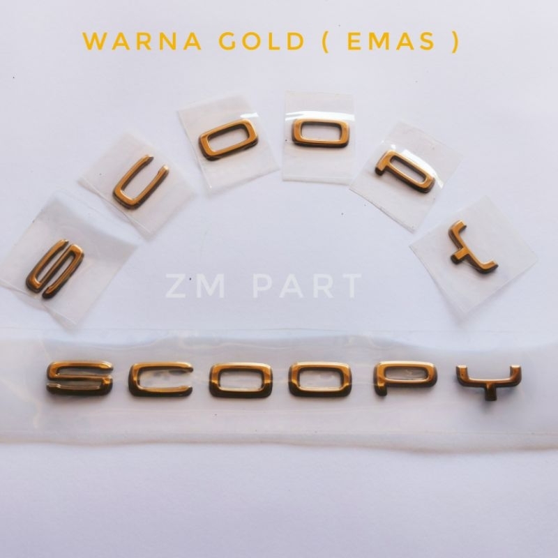 [ GOLD) Emblem Logo Tulisan Huruf New SCOOPY 2021 - 2022 2023 2024 Warna Gold Emas Timbul 3D origina