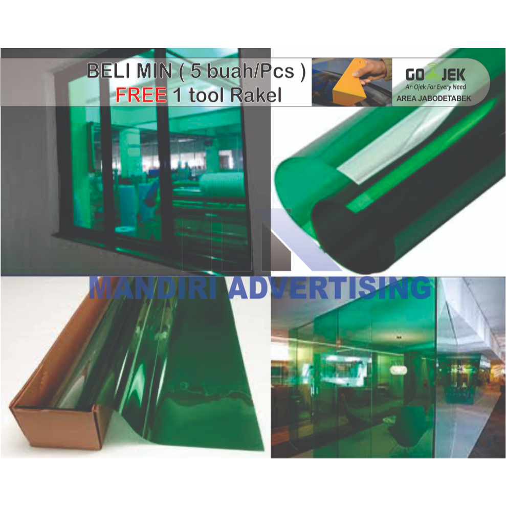 Kacafilm Riben Hijau / GlassFilm Green / Reyben Hijau / kacafilm mobil / kacafilm rumah / kaca film 