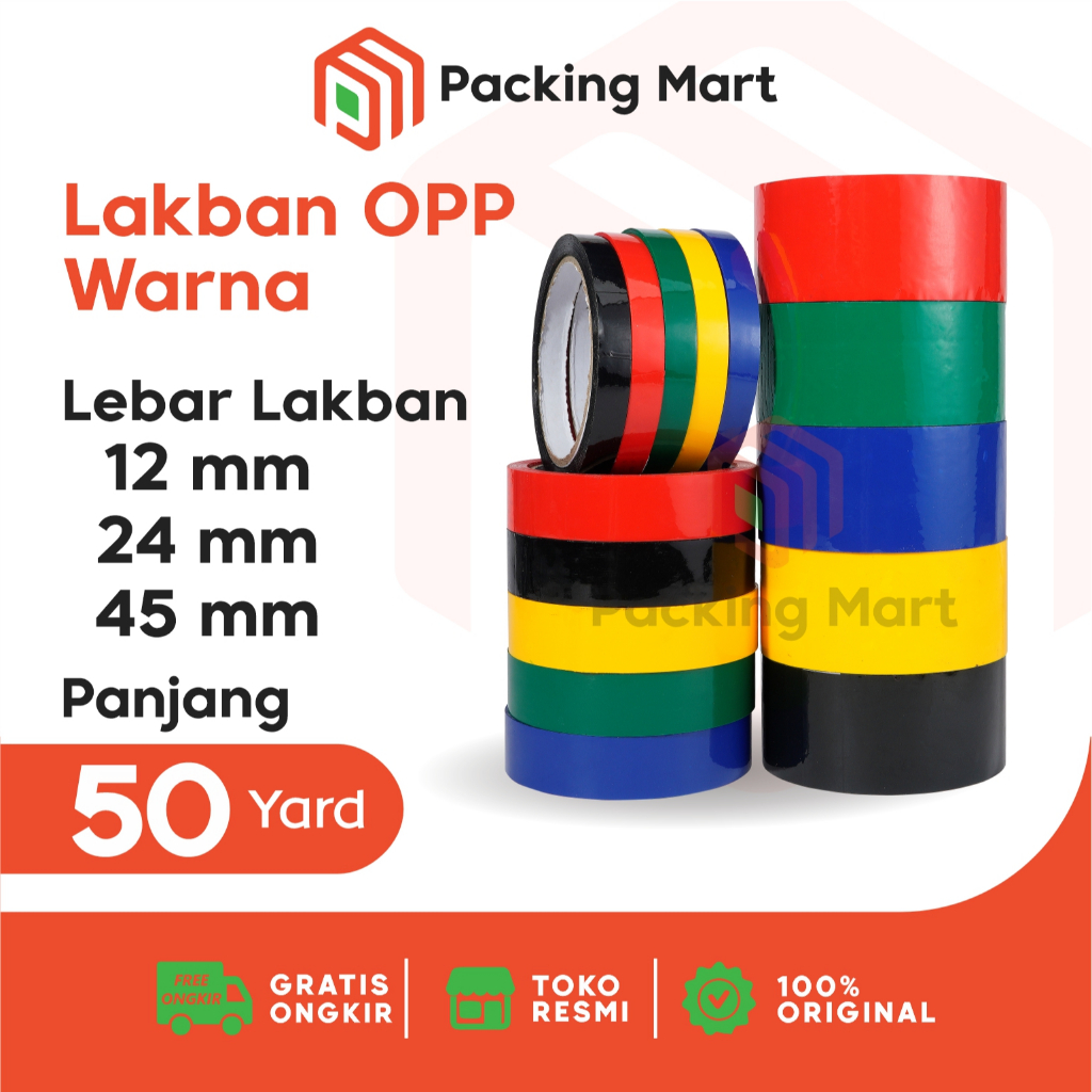 

Lakban Warna Isolasi Selotip Pigment 12 mm 24 mm 45 mm