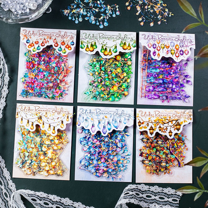 

(2CB) sticker transparan hologram lampu hias kristal crystal lampion lantern journaling