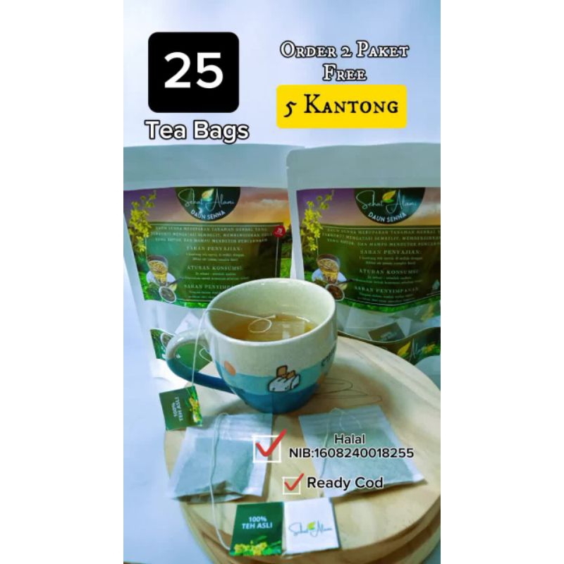 

Sehat Alami Senna Leaf Tea | Teh Detox Pembersih Usus Kotor Penyebab Jerawat | 25 Tea Bag