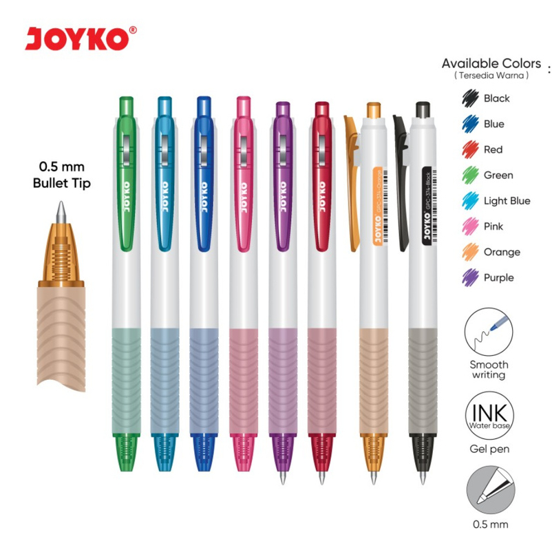 

( DAPAT 1 PCS ) BOLPEN WARNA JOYKO GPC-374 / Color Colour Pen Pulpen Bolpoin Gel Warna Joyko GPC-374 0.5 mm