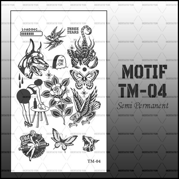 BERTATO-Stiker tato temporer semi permanen Seri TM-04 / Tato temporer anti air semi permanen / Berta