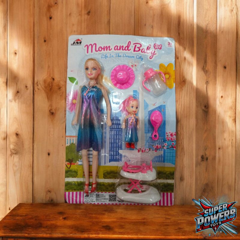 Mainan Boneka Barbie Anak SET Bayi/ Mainan Barbie Anak SET Dorongan Bayi/ Mainan Barbie mom and baby