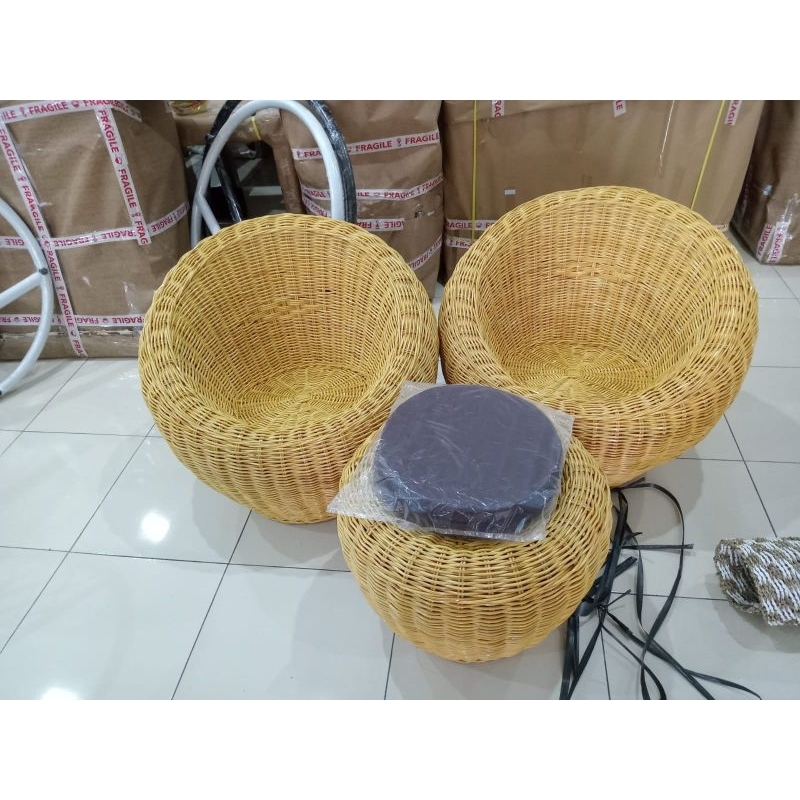 KURSI TERAS GENTONG ROTAN ASLI