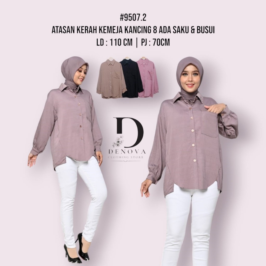 [ DENOVASTYLE ] Atasan Kemeja Wanita Bahan Linen Premium Polos Kekinian Cocok buat Ke Kantor