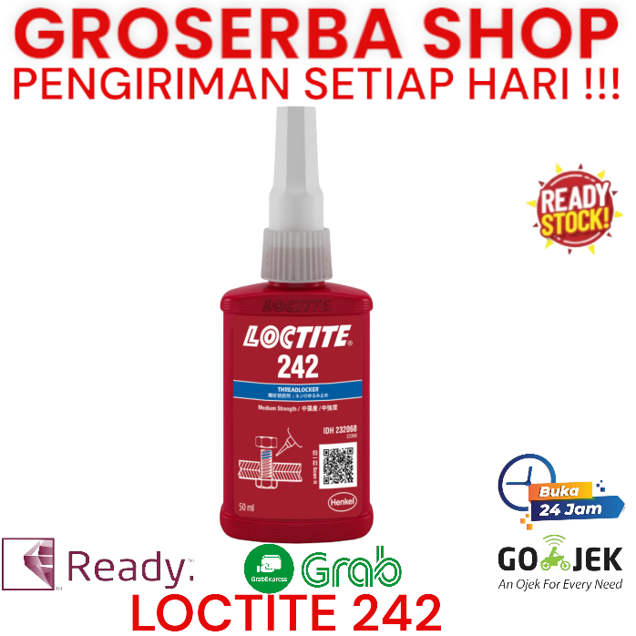 

LOCTITE 242 50ML THREADLOCKER MEDIUM - LEM BAUT LOCTITE 242 50 ML