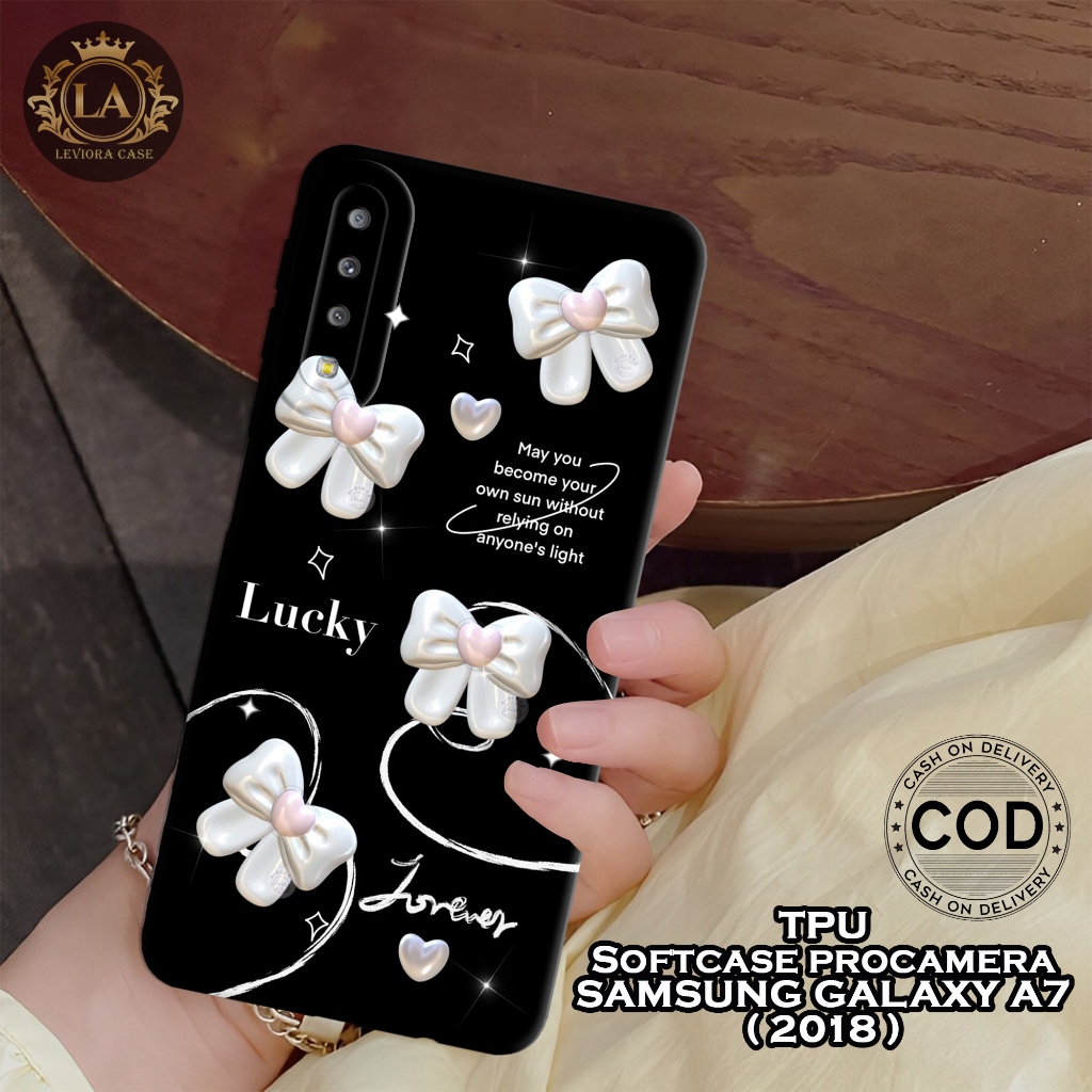 SAMSUNG GALAXY A7 2018 - Leviora Case - Fashion Case Hitam- Softcase SAMSUNG A7 2018 - Case Pro Came