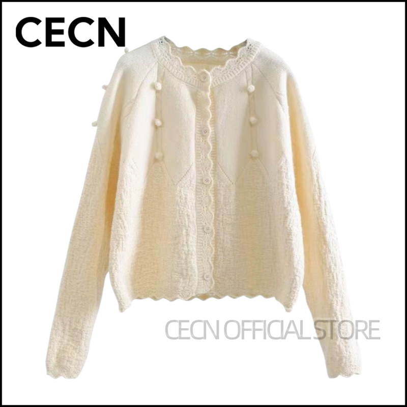 CECN Cardigan Korean Bola Rajut Premium Wanita Atasan Sweater Knitwear Outer