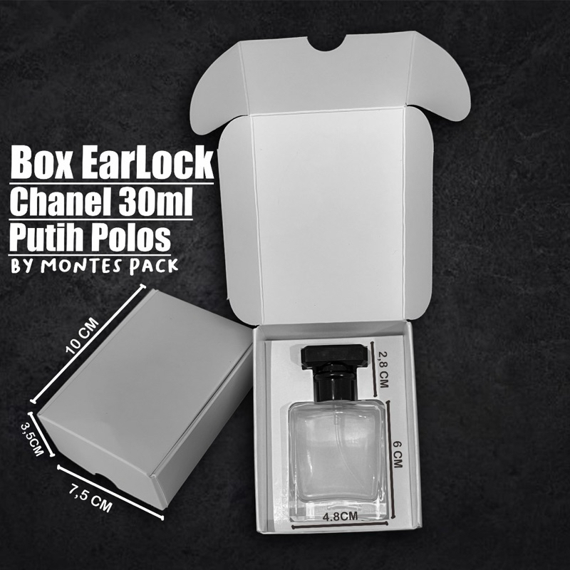 

BOX EARLOCK | untuk botol chanel tumpul 30ml | box parfum earlock Putih hitam