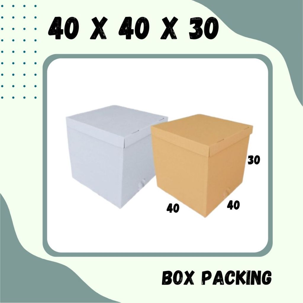 

Box Kado 40x40x30 / 40x40x20 / 40x40x10 (Set Top/Bot Heebe) Kardus Packing/Karton/Paking/Polos/Hampers/Boneka/Buah/Puding/Tart