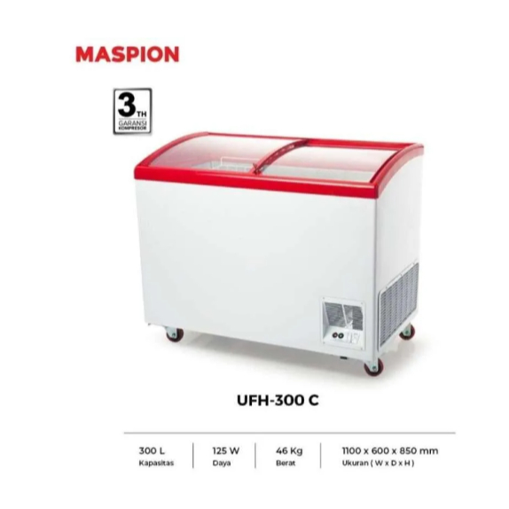 MASPION UFH 300 CFK CHEST FREEZER UFH-300C BOX 300 LITER LEMARI PEMBEKU SLIDING