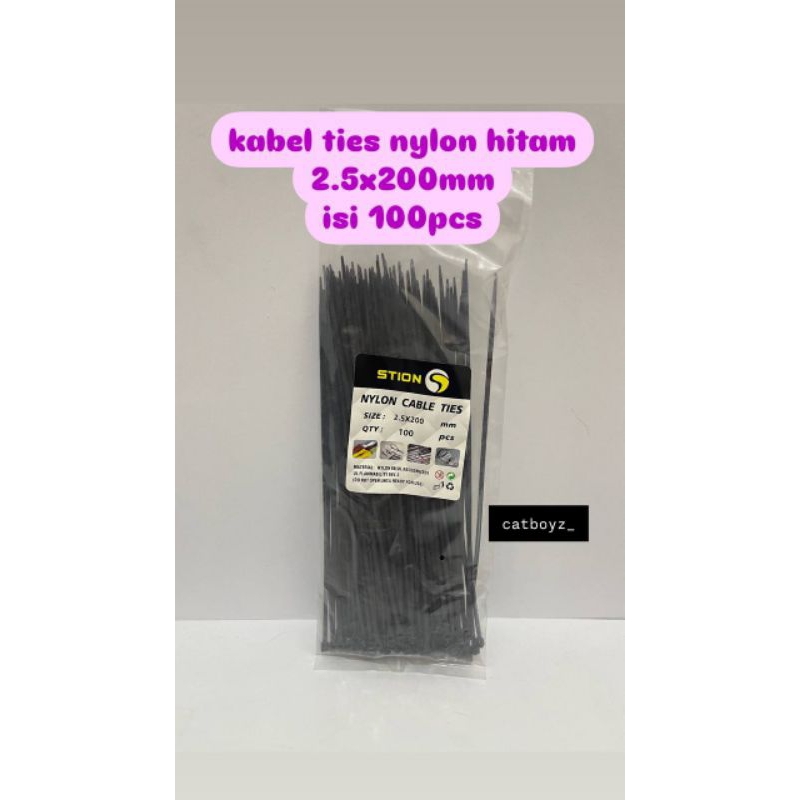 

kabel ties nylon hitam 2.5x200mm isi 100pcs